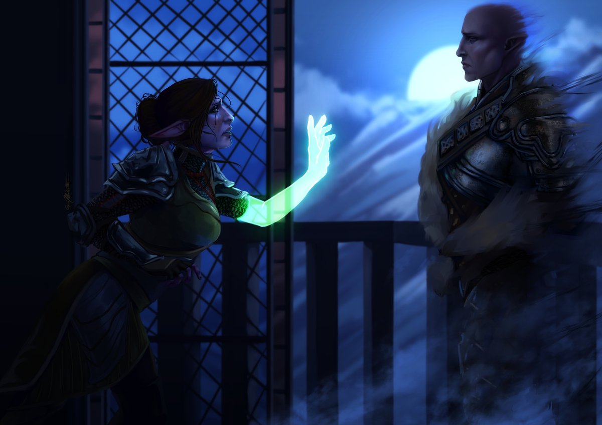 They're finally done 🥹!! My side of the trade with Jade ~!! I loved drawing your Lavellan so much 💖

#art #dragonage #DragonAgeInquisition #DragonAgeVeilguard #solas #solavellan #lavellan #fanart #DAI #fantasy #illustration #ArtistOnTwitter