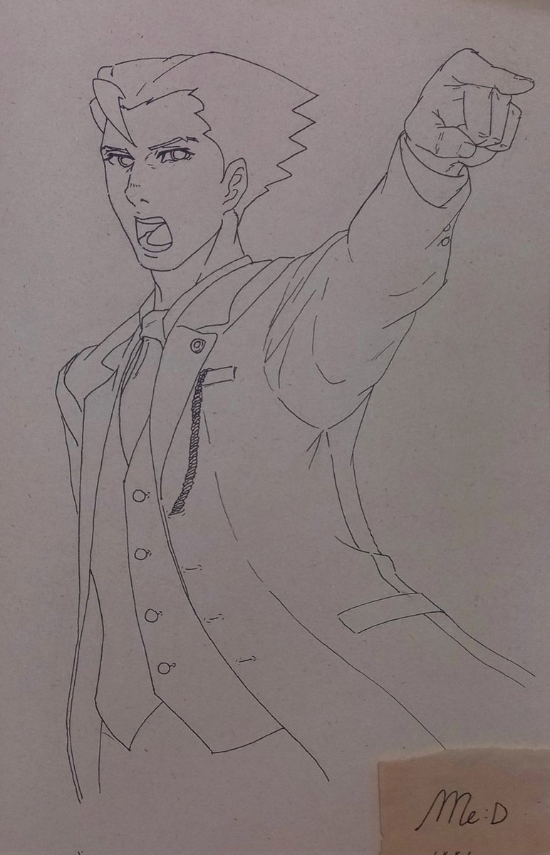 mesdrawings's tweet photo. One of my latests drawings reminded me of Phoenix, so today I made an illustration of him in his distinctive "Objection!" pose. I used a reference image of the official art, but adapted it to my style.

#phoenixwright #AceAttorney #trial #CAPCOM #drawing #art https://t.co/xahwOMC9p3