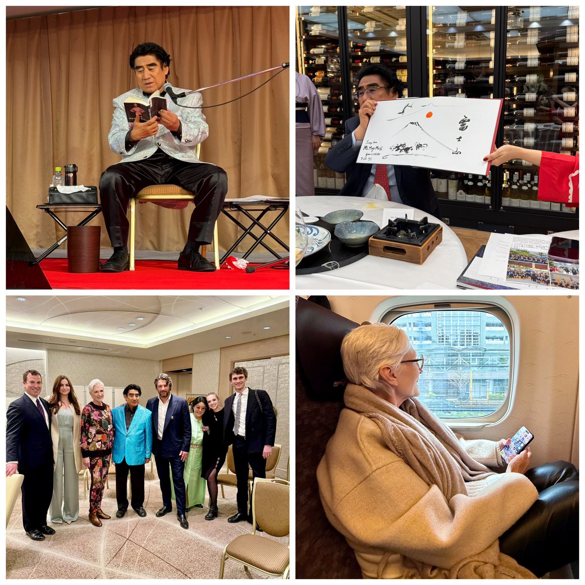 Maye Musk (@mayemusk) on Twitter photo Thank you Tokyo Art Foundation for inviting me to your opening:
Cutting the ribbon.
<a href="/theannasherman/">Anna Sherman</a> and I behind the scenes 🤫
Dr Handa showing my book in Japanese.
Dr Handa’s magnificent calligraphy book. His signature with original art 😍
The wonderful team!🥰
On the train. Thank you Tokyo Art Foundation for inviting me to your opening:
Cutting the ribbon.
<a href="/theannasherman/">Anna Sherman</a> and I behind the scenes 🤫
Dr Handa showing my book in Japanese.
Dr Handa’s magnificent calligraphy book. His signature with original art 😍
The wonderful team!🥰
On the train.