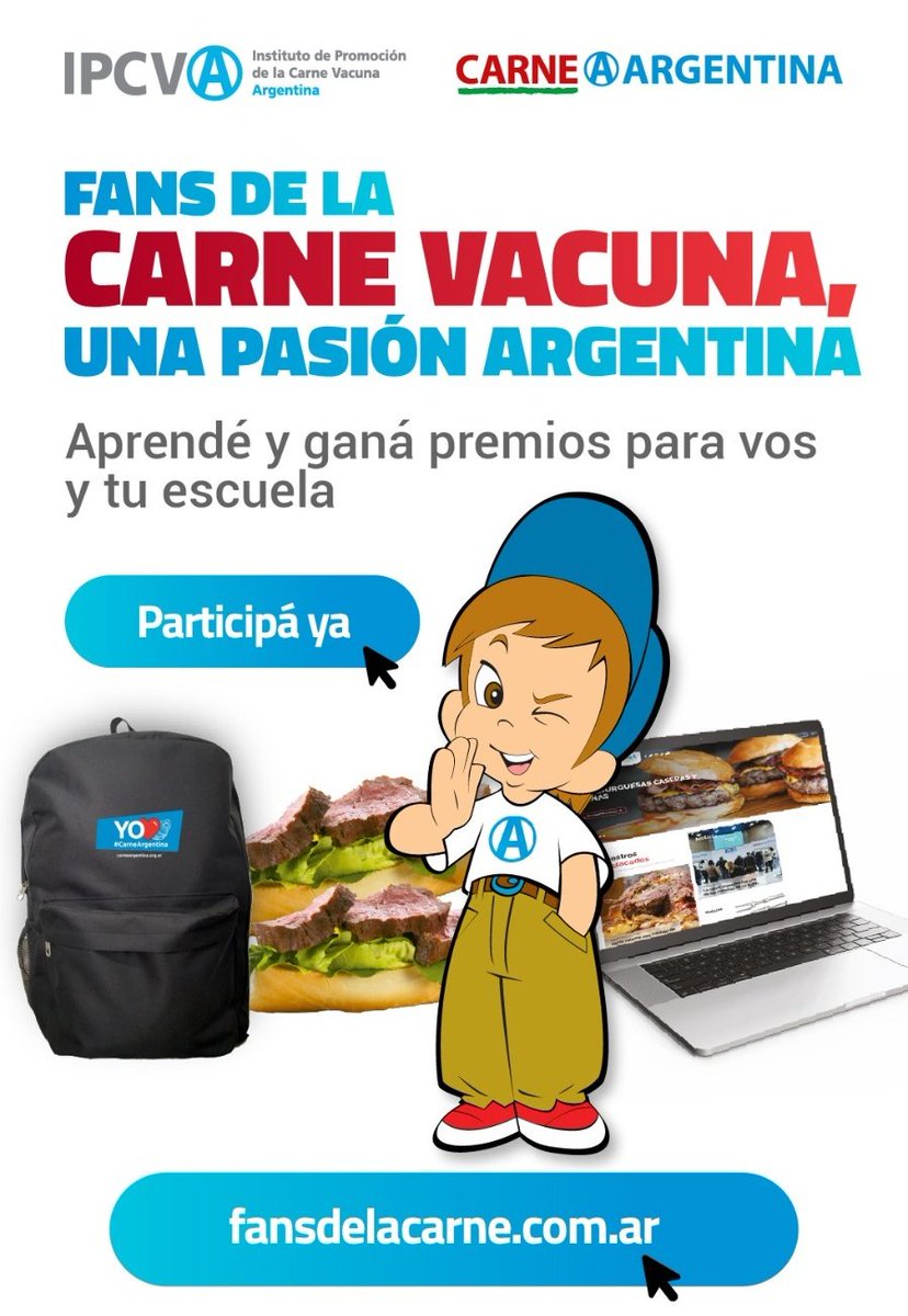 ¡Nueva edición del concurso de Fans de la Carne Vacuna! 🥩🇦🇷
Aprendé y ganá importantes premios para vos y tus compañeros.
➡️ fansdelacarne.com.ar
¡Inscríbete ya! 

#CarneArgentina
#Concurso