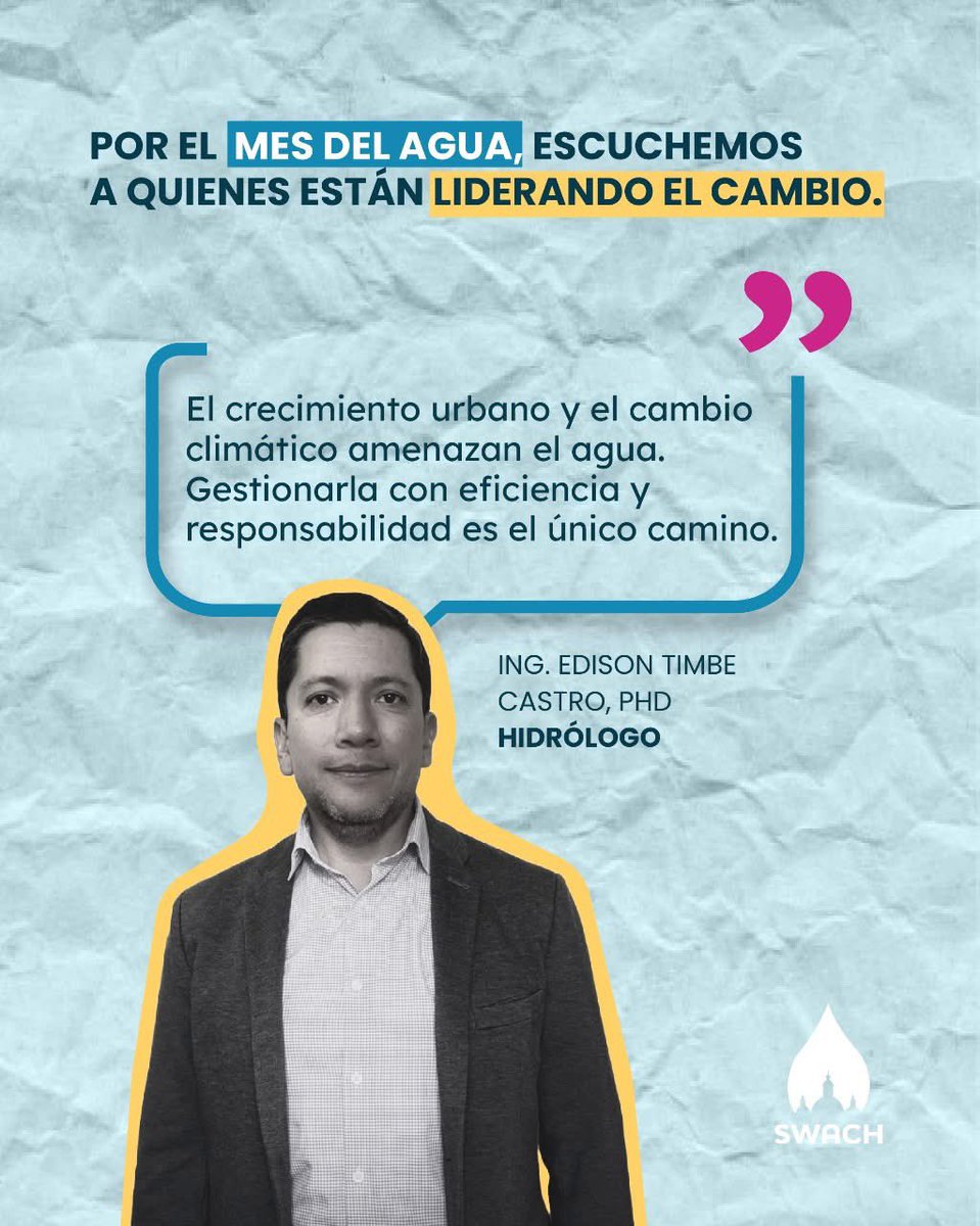 swach_ec's tweet photo. 💧🌍 Por el Mes del Agua, escuchemos a quienes están liderando el cambio.

Detrás de cada gota, hay personas comprometidas con su protección. 💙 En SWACH, trabajamos cada día para asegurar su futuro sostenible.

📢 Este mes, únete a la #AcciónAzul y sé parte de la solución. 💧💙 https://t.co/y8LeTPawxf