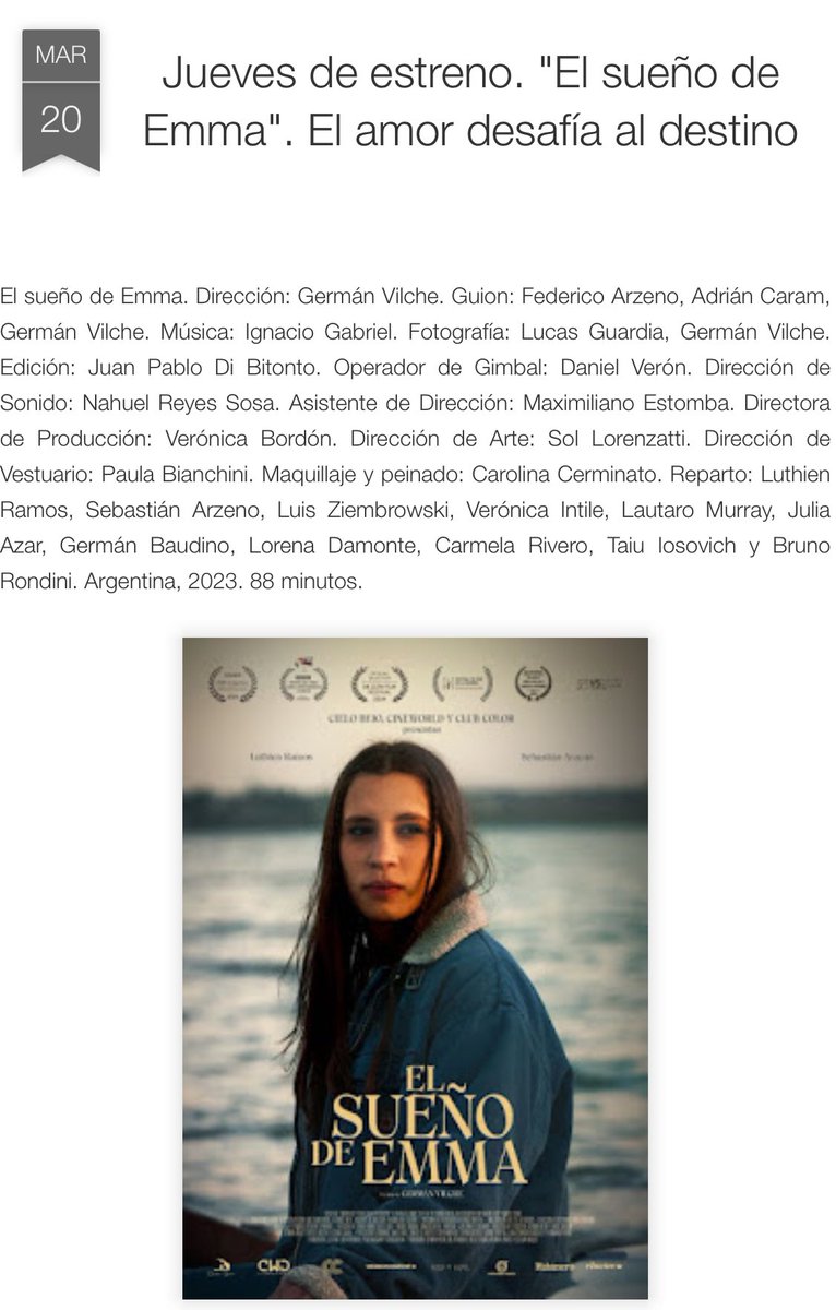 "JUEVES DE ESTRENO."EL SUEÑO DE EMMA": EL AMOR DESAFÍA AL DESTINO" ✨
elespectadoremancipado.blogspot.com/2025/03/jueves…