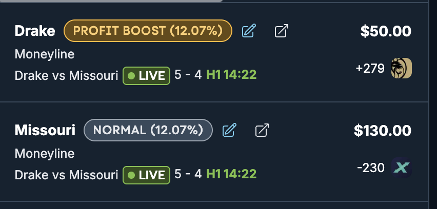 JRegardless's tweet image. betMGM gives out so many profit boosts. 33% on an underdog ML. can just vibe and enjoy this game. no matter who wins, we win