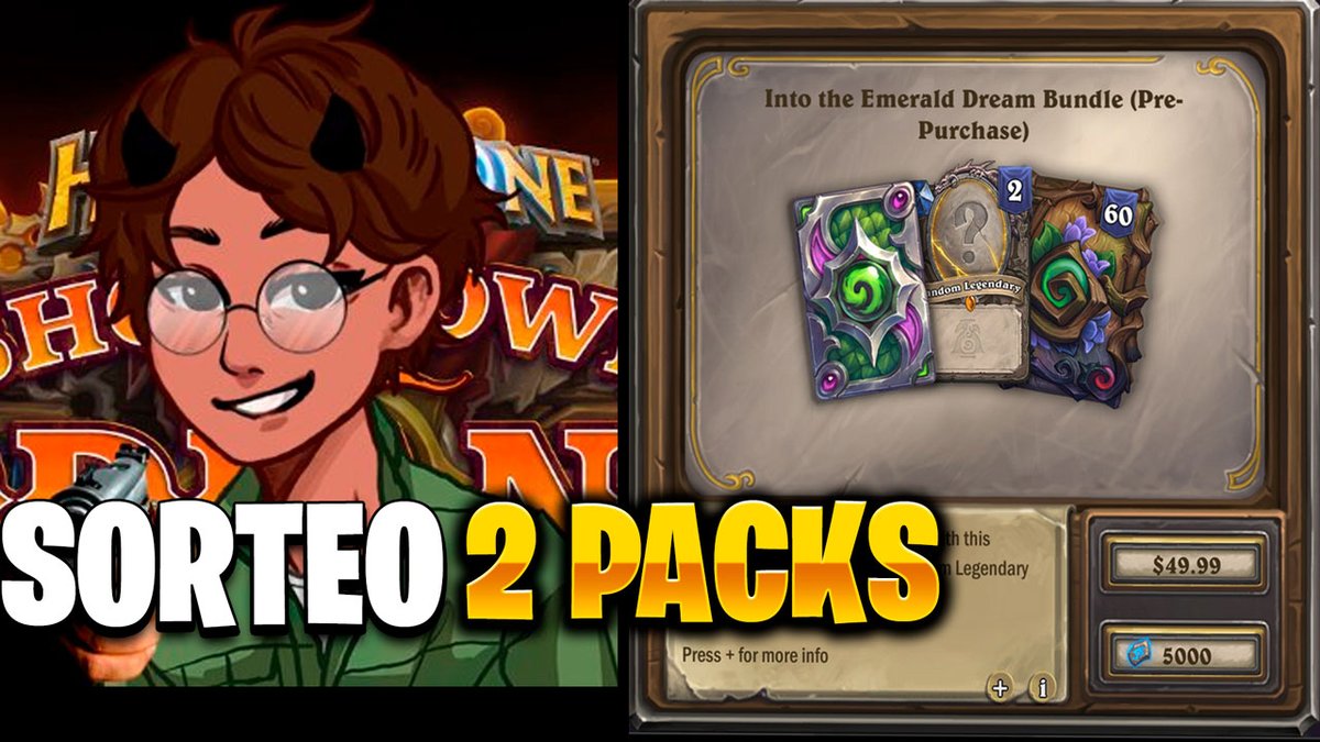 🛑SORTEO🛑
Gracias a <a href="/PlayHSLATAM/">Hearthstone LATAM</a> voy a sortear 2 precompras de 60 sobres de la nueva expansión camino al sueño esmeralda. Para entrar en el sorteo
💓like - RT
☑️ follow: twitch.tv/hscombo
🛑sub y comenta ➡️ youtu.be/cwE56Y2JADA
Los ganadores se anuncian lunes en directo