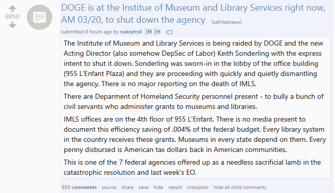 Gutting museums and libraries to save .004% of the federal budget does not seem like a good way to achieve government efficiency.