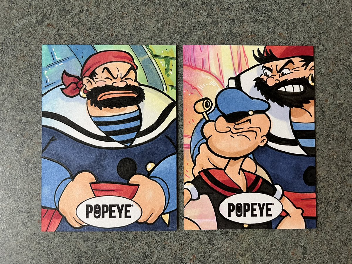 TimShinn73's tweet image. Just finished this batch of officially licensed Popeye AP sketch cards. 

All up for grabs. Message me if you’re interested. 

 #sketchcards #artistproofs #popeye @fleischertoons #bluto #oliveoyl #fleishertoons
