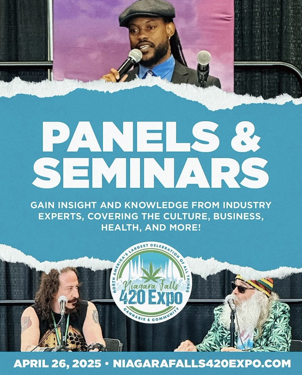 Take in FREE panels and seminars at the Niagara Falls 420 Expo! Gain insight from industry experts on a wide range of topics from business to health!

Get your tickets now at niagarafalls420expo.com
