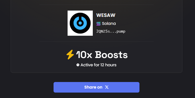 wesawdotfun's tweet photo. Testing boost to get some more eyes on the project. Cool things coming these next few days. More sites being added the better. WE SAWWW https://t.co/RTSrvxYGMy
