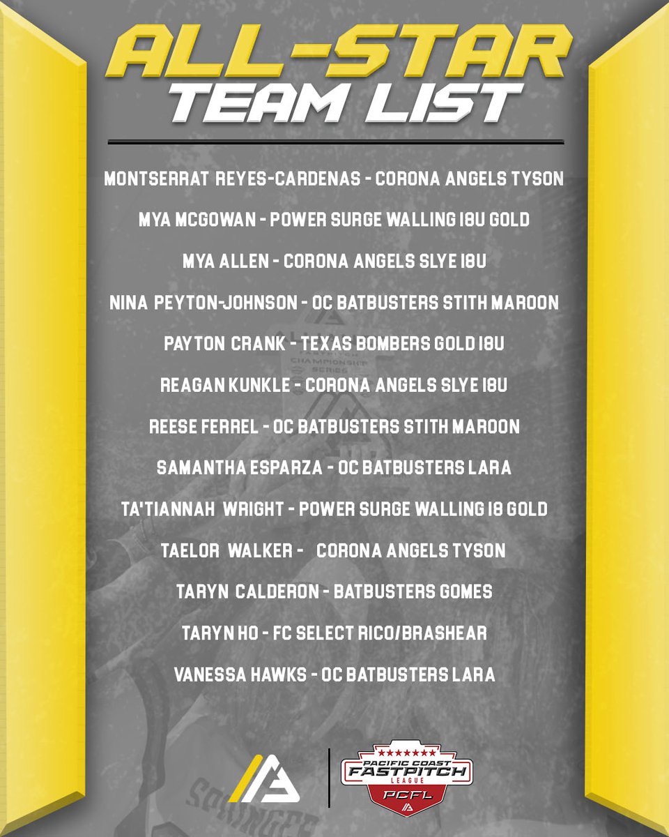 👏 <a href="/PCFLfastpitch/">Pacific Coast Fastpitch League | PCFL</a> 2025 All-Star Team