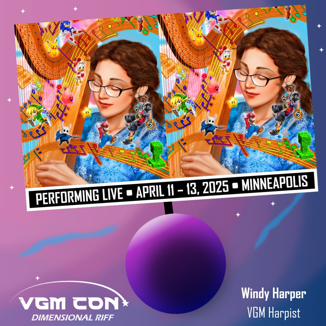 VGMCon's tweet image. 🚨ATTENTION ON DECK🚨 we at VGM CON are on a mission to bring you the galaxy's🌌 most unique VGM🎶 and Windy Harper is also on a mission🗺️ to find new and old VGM gems that sound STELLAR🌠 on the harp! So we're joining forces🤝 to make both of this missions complete April 11-13✅