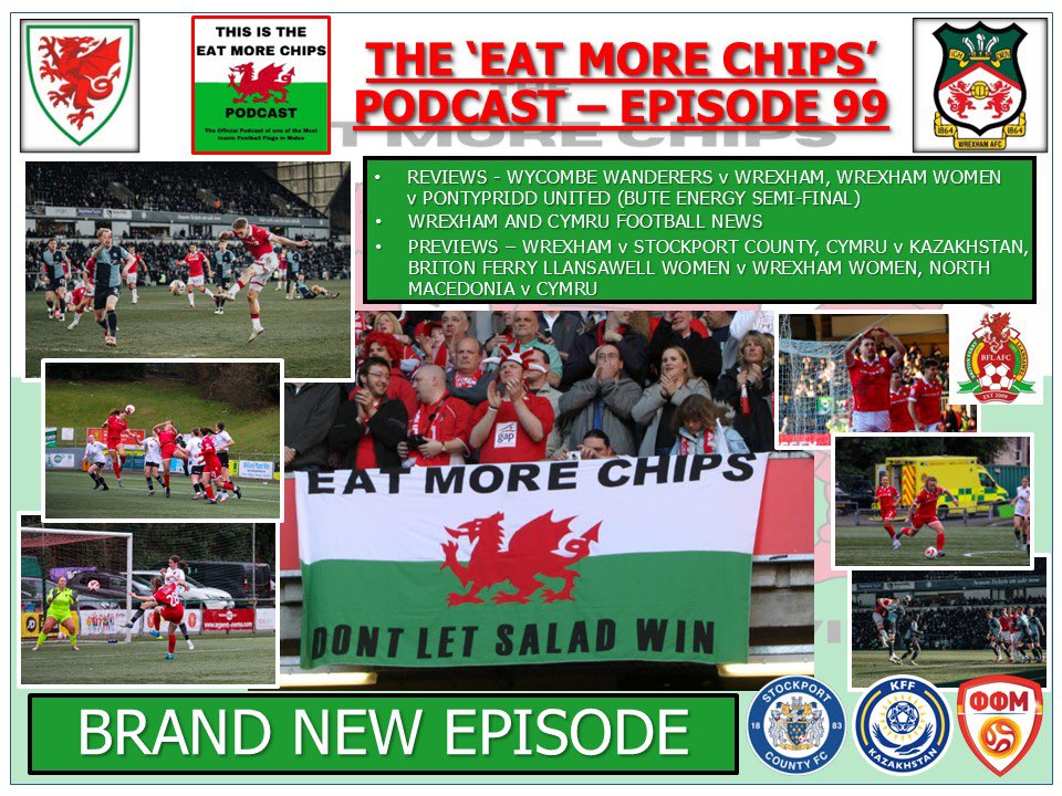 🆕🎉 The EAT MORE CHIPS PODCAST EP99
‘World Cup here we come…’
⚽️ Review of last weeks games
📰News 
⚽️ Previews-Wxm v Stockport County, Cym v Kazakhstan, Briton Ferry Llansawell Women v Wxm Women, North Macedonia v Cym

OUT NOW

open.spotify.com/episode/0zgcgW…