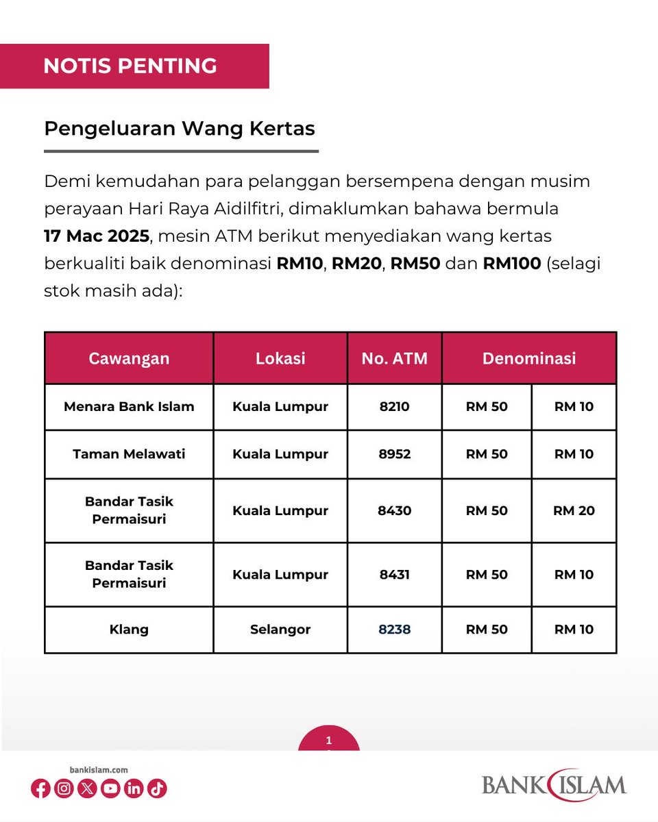 faridaffy's tweet photo. Bank Islam pun ada. Bermula 17 Mac di ATM Bank Islam terpilih. Tengok senarai ni