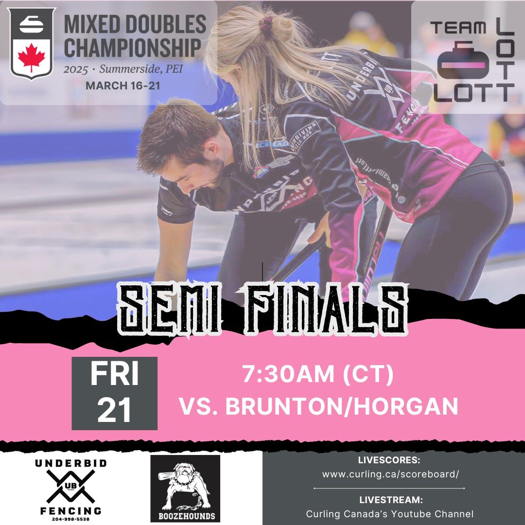 Onward to Semi Finals!🎉 Our final score vs. Martin/Laycock was 9-4. We are so grateful to be here but know that we control our own destiny here on out.

Live scores ➡️ curling.ca/scoreboard/
Livestreams ➡️ Curling Canada’s YouTube Channel

Underbid Fencing
Boozehounds