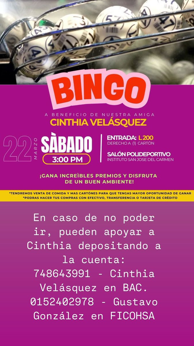 Ayudemos todos a Cinthia!