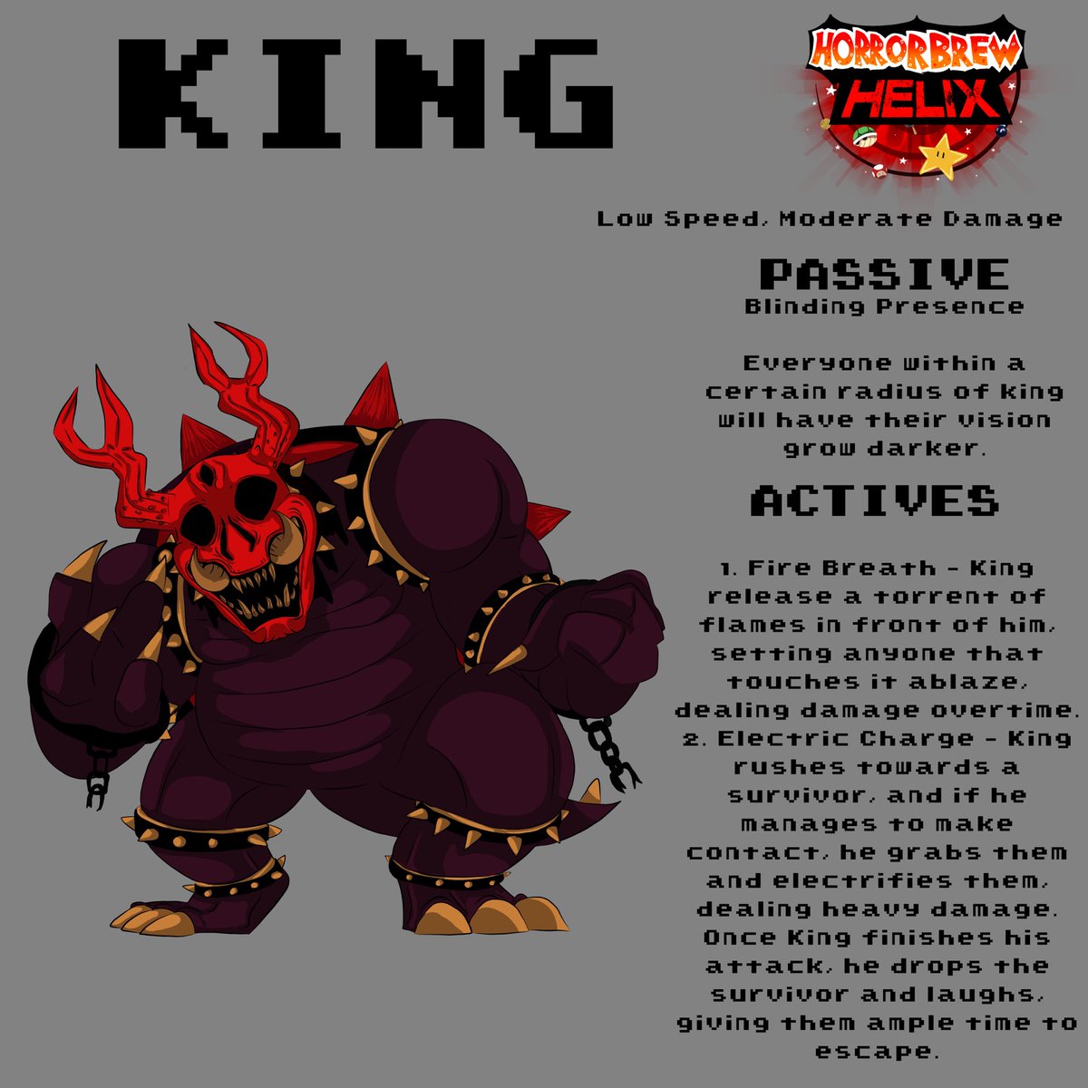 AntzIsMad's tweet photo. First off, the Monsters
Monsters are the big bad of the game, with the goal of each monster being to kill every player.
They each have atleast 3 abilities, 2 actives and 1 passive, and have their strength/speed classified in either Low, Moderate or High
Below are some movesets https://t.co/WwHtgJtXK1