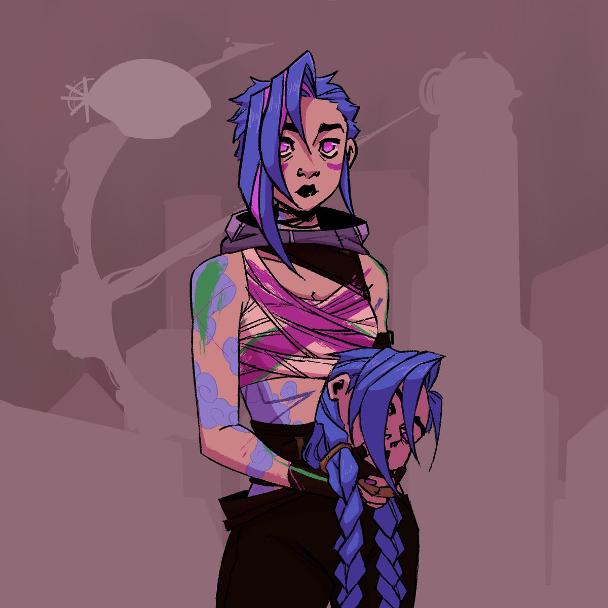 julietea_art's tweet image. le passé que te suit, te fait la guerre #Jinx #arcane