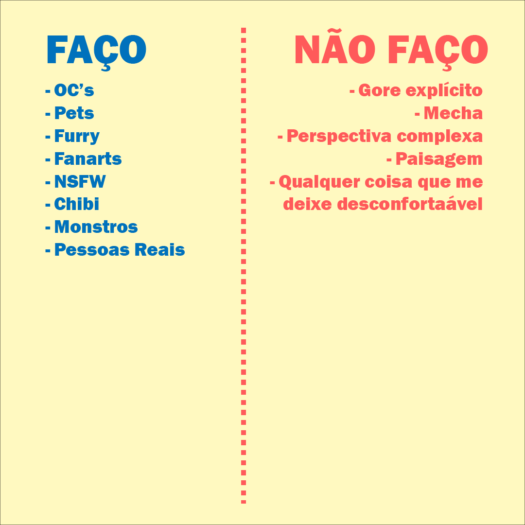 #Commission OLÁ! Meio que preciso sobreviver e estou abrindo comissão!