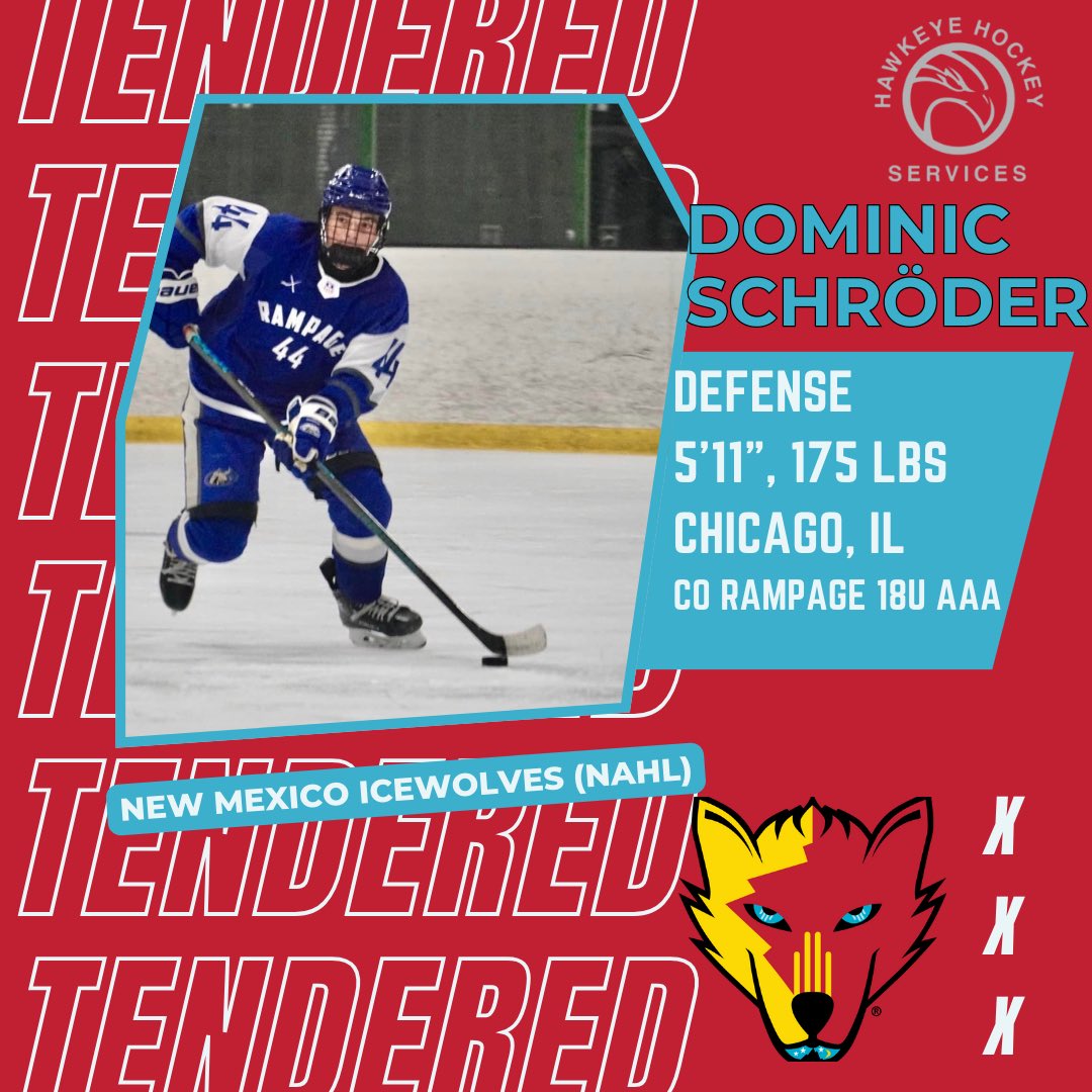 Congrats to 2006 D Dominic Schröder on signing a <a href="/NAHLHockey/">NAHL</a> tender with the <a href="/NMIceWolves/">New Mexico Ice Wolves</a>!  Dominic just finished his season with the <a href="/RampageTier1/">Colorado Rampage</a> of the <a href="/T1EHL/">Tier 1 Elite Hockey</a>!  #HHS