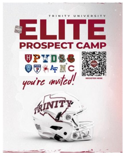 Everett Scandlen (@scandlen2026) on Twitter photo Honored to be invited to <a href="/TUFootballTX/">Trinity University Football</a>
Elite camp this summer.
<a href="/JerhemeUrban83/">Jerheme Urban</a> Honored to be invited to <a href="/TUFootballTX/">Trinity University Football</a>
Elite camp this summer.
<a href="/JerhemeUrban83/">Jerheme Urban</a>