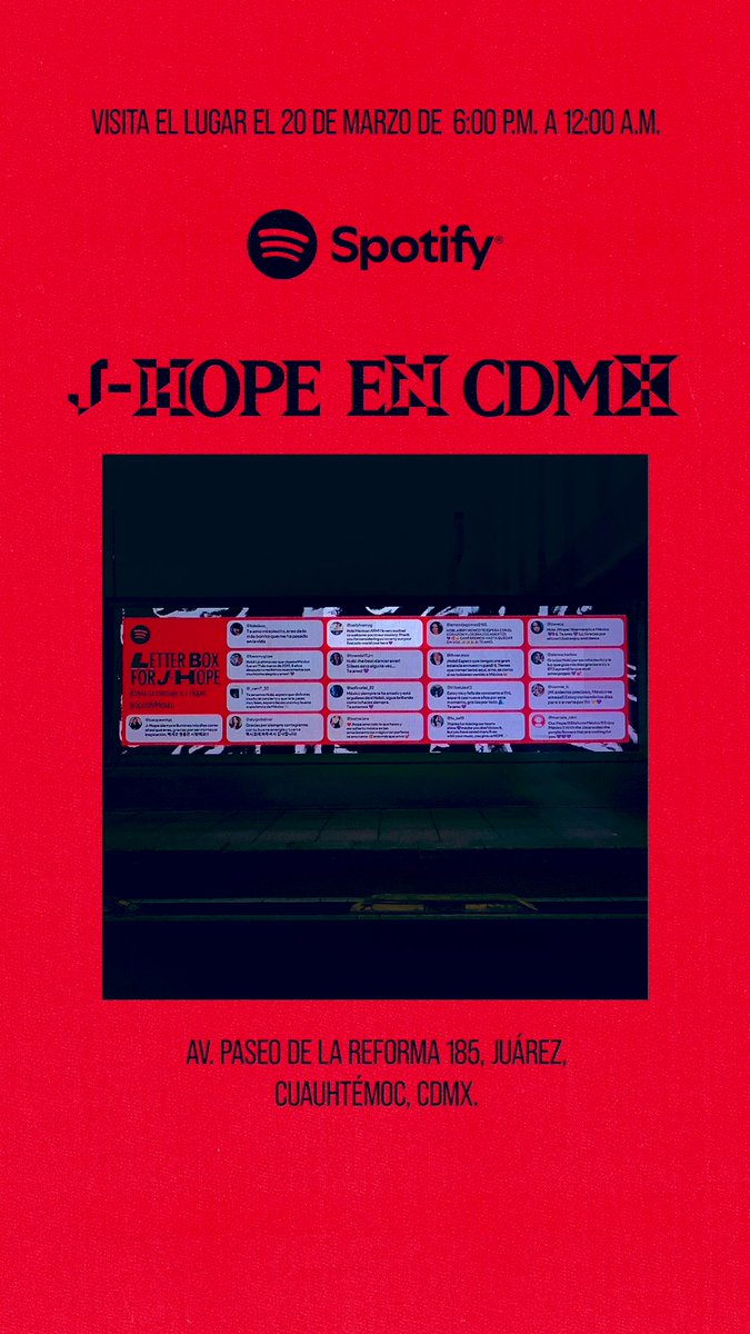 hybe_latam's tweet image. ¡Descubre los mensajes que ARMY ha preparado para darle una cálida bienvenida a j-hope! 

📍Ubicación: Reforma 185, CDMX
                                            
#HOS_POPUP_CDMX #jhope