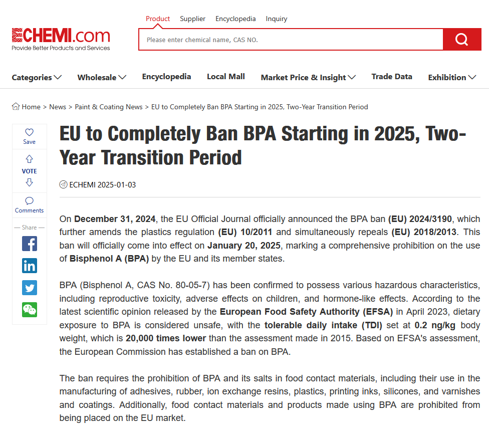 France banned BPA — a hazardous chemical and hormone mimicker linked to reproductive toxicity and negative effects on the brains and prostate glands of fetuses, babies, and kids — years ago. The EU just announced a complete ban.

WHEN CAN AMERICANS EXPECT TO STOP BEING POISONED?