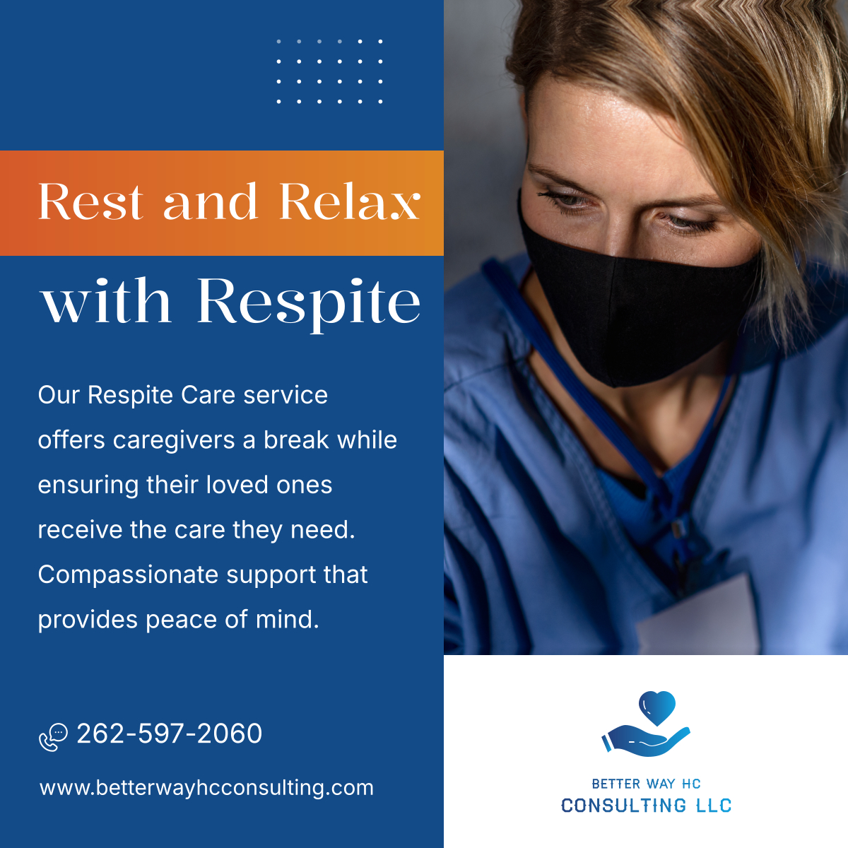 betterwayhc's tweet image. Caregivers deserve a break, and our Respite Care service provides just that! Let us step in and provide exceptional care, while you rest and rejuvenate. Contact Better Way HC Consulting LLC today! 

#HomeHealthCare #WauwatosaWI #CaregiverSupport