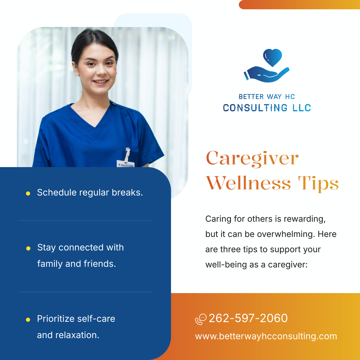 betterwayhc's tweet image. Being a caregiver can take a toll, but focusing on your well-being can make all the difference. Here are some tips to help you stay balanced and refreshed! 

#HomeHealthCare #WauwatosaWI #CaregiverWellness