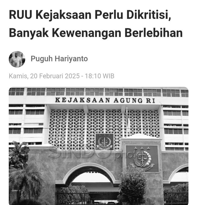 Tapi masih didengar ga sih kritik masyarakat?
Nanti dianjing2kan lagi..😒

Tau2 SKS lagi
Tau2 paripurna lagi
Tau2 sah lagi

Semakin ke sini emang semaking ke sana bangsa ini..
Gelap!!
Tolak RUU Kejaksaan!!