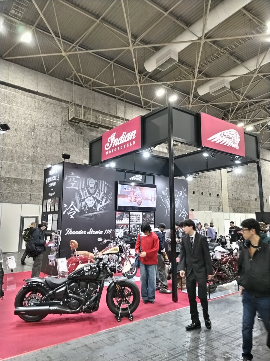 indian_japan's tweet photo. 大阪モーターサイクルショー2025開幕しました!今年はデビューしたばかりの #ChieftainPowerPlus をはじめ1928年式 101Scoutなども展示しています。ブースにお立寄りいただいた方にはステッカーもプレゼント!ぜひ #インディアンモーターサイクル ブースまで遊びに来てください! https://t.co/eJJOtL1sSa