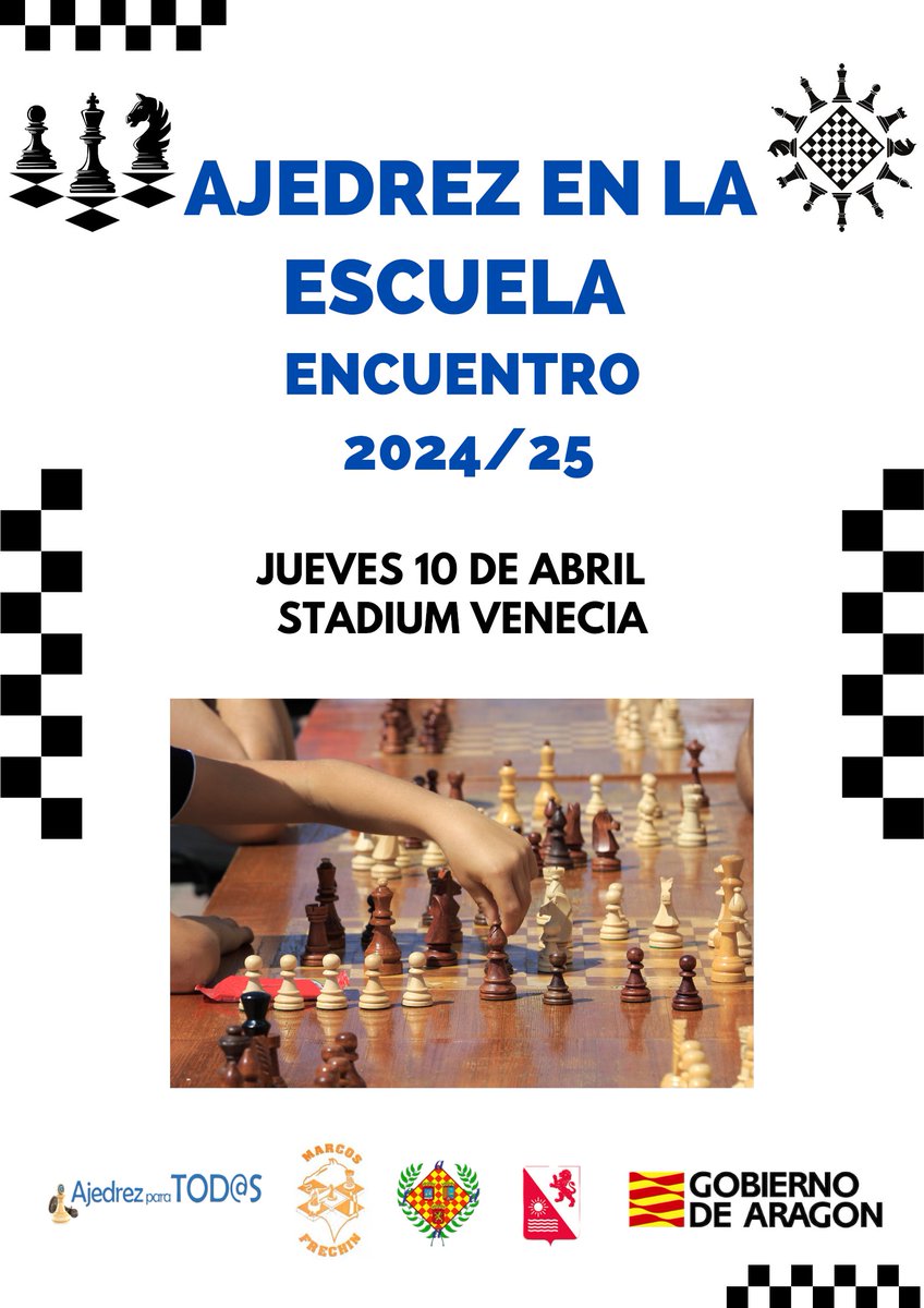 El jueves 10 de abril alumnado de las tres provincias de Aragón disfrutará de una gran jornada en el <a href="/stadiumvenecia/">Stadium Venecia</a>  jugando al ajedrez .Batimos record de participación y estamos muy contentos porque eso quiere decir que el ajedrez ya es un recurso importante en nuestros centros