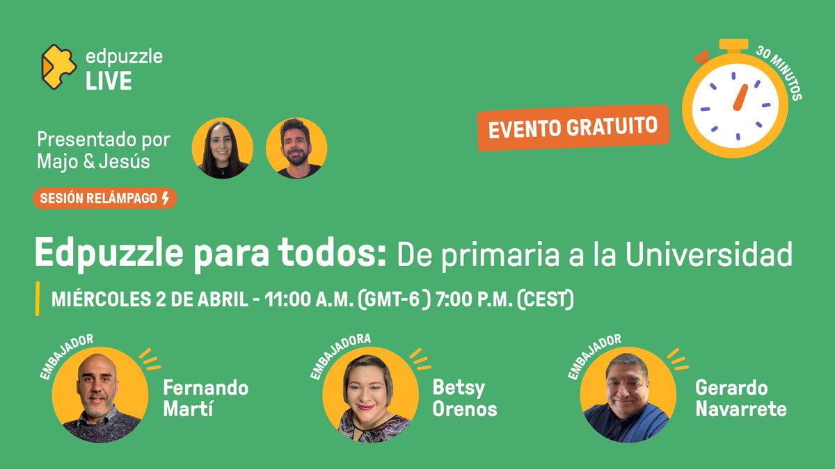 Edpuzzle Para Todos
Conoce de la mano de nuestros Embajadores, las mejores prácticas de Edpuzzle en diferentes contextos y niveles educativos.
Regístrate aquí  📷 bit.ly/edpuzzleparato…

<a href="/edpuzzle_es/">Edpuzzle (español)</a>  <a href="/edpuzzle/">Edpuzzle</a>