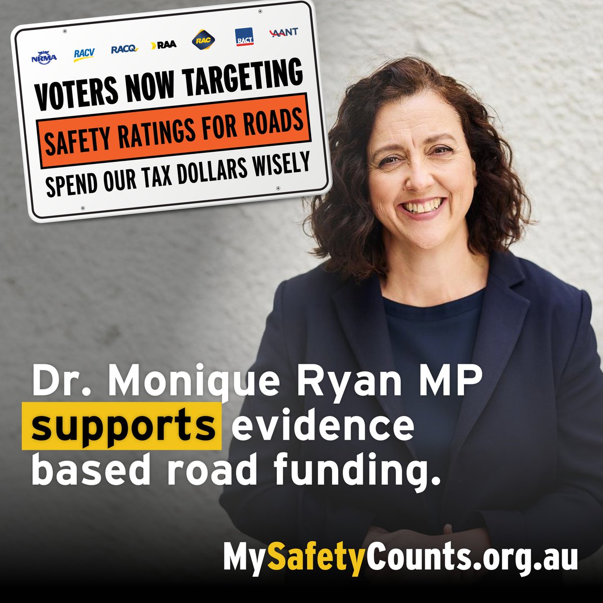Do politicians build roads to keep you safe?

Kooyong Independent MP Monique Ryan has become the first MP in the country to endorse the AAA’s campaign for candidates to back their road funding promises with data.

Dr Ryan told the AAA today: “It’s a great initiative which fits