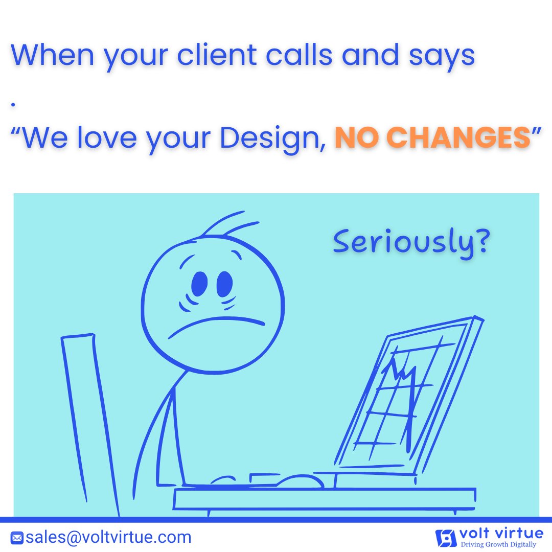 VirtueVolt's tweet photo. That rare moment when a client loves the design with no changes!
#DigitalMarketing #marketingstrategy #voltvirtue #Growth #onlinevisibility #BusinessGrowth #smallbusinessowner #marketinginsights #BrandGrowth #GraphicDesign #creativelife #designerstruggles https://t.co/rrERnjMPIS