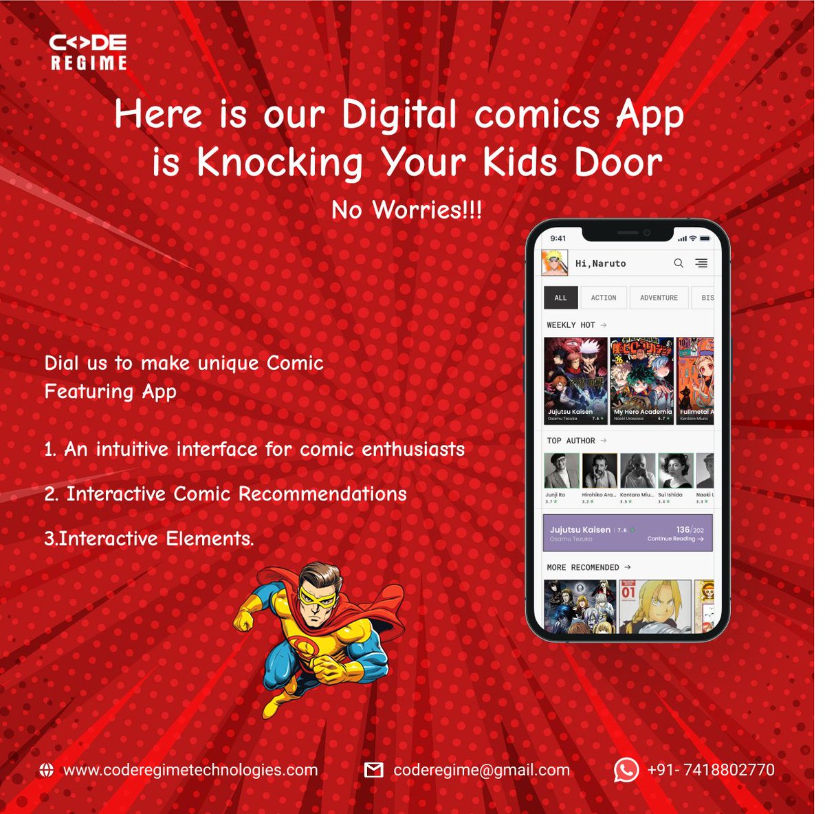 RegimeCode's tweet image. #comicsapp #superapps #coderegimetechnologies #nursery #kids #schoolowners #Entrepreneurship #appdevelopment #digitalbooks #ebooks #elearning #smartapps #interactiveapp #saas #sales #marketing #business #softwaredevelopment #b2c #b2b #intuitiveapps #comiclove