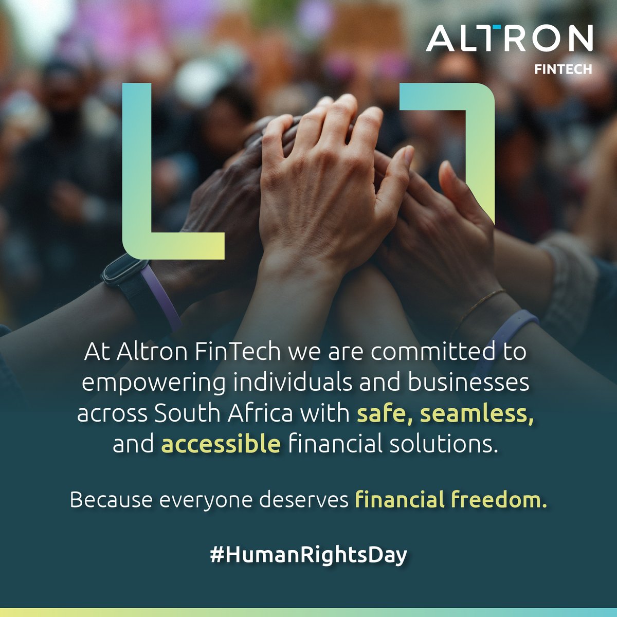 AltronFinTech's tweet image. Happy Human Rights Day! Together, let’s build a future where financial empowerment knows no boundaries.

#SimplifyingFinTechComplexity