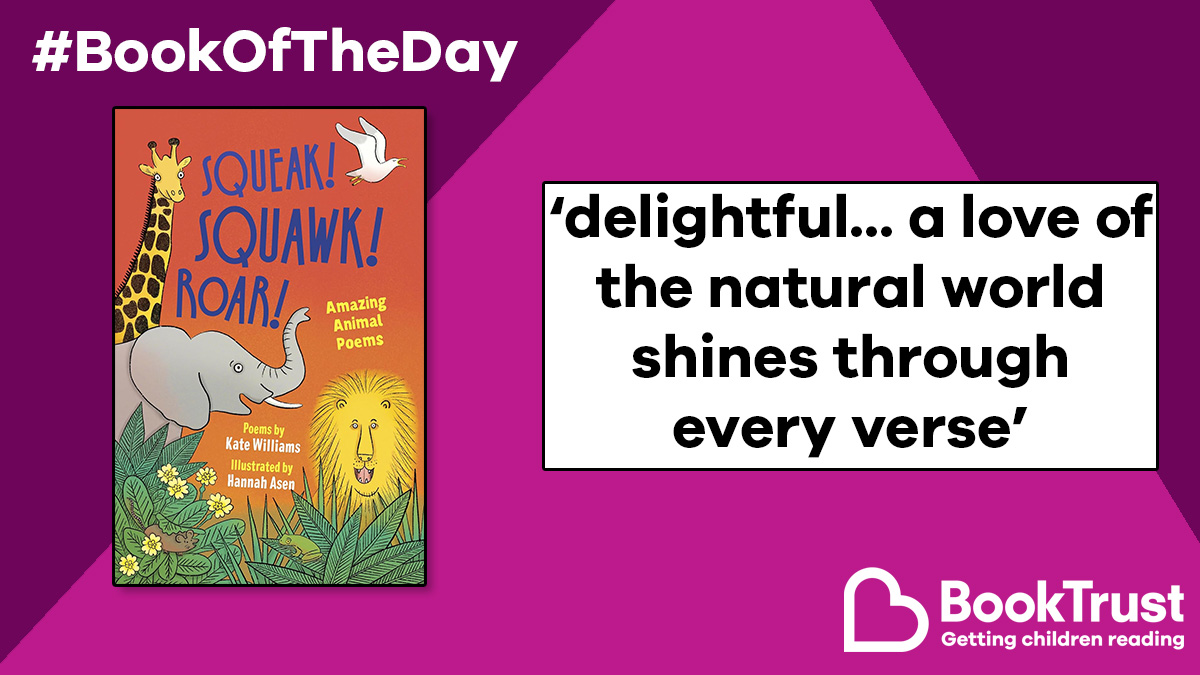 It's #WorldPoetryDay, so our #BookOfTheDay is a delightful volume of animal poems with something for everyone!

It's #SqueakSquawkRoar from Kate Williams (<a href="/Katypoet/">Kate Williams</a>) and Hannah Asen:

booktrust.org.uk/book/s/squeak-… <a href="/OtterBarryBooks/">Otter-Barry Books</a>