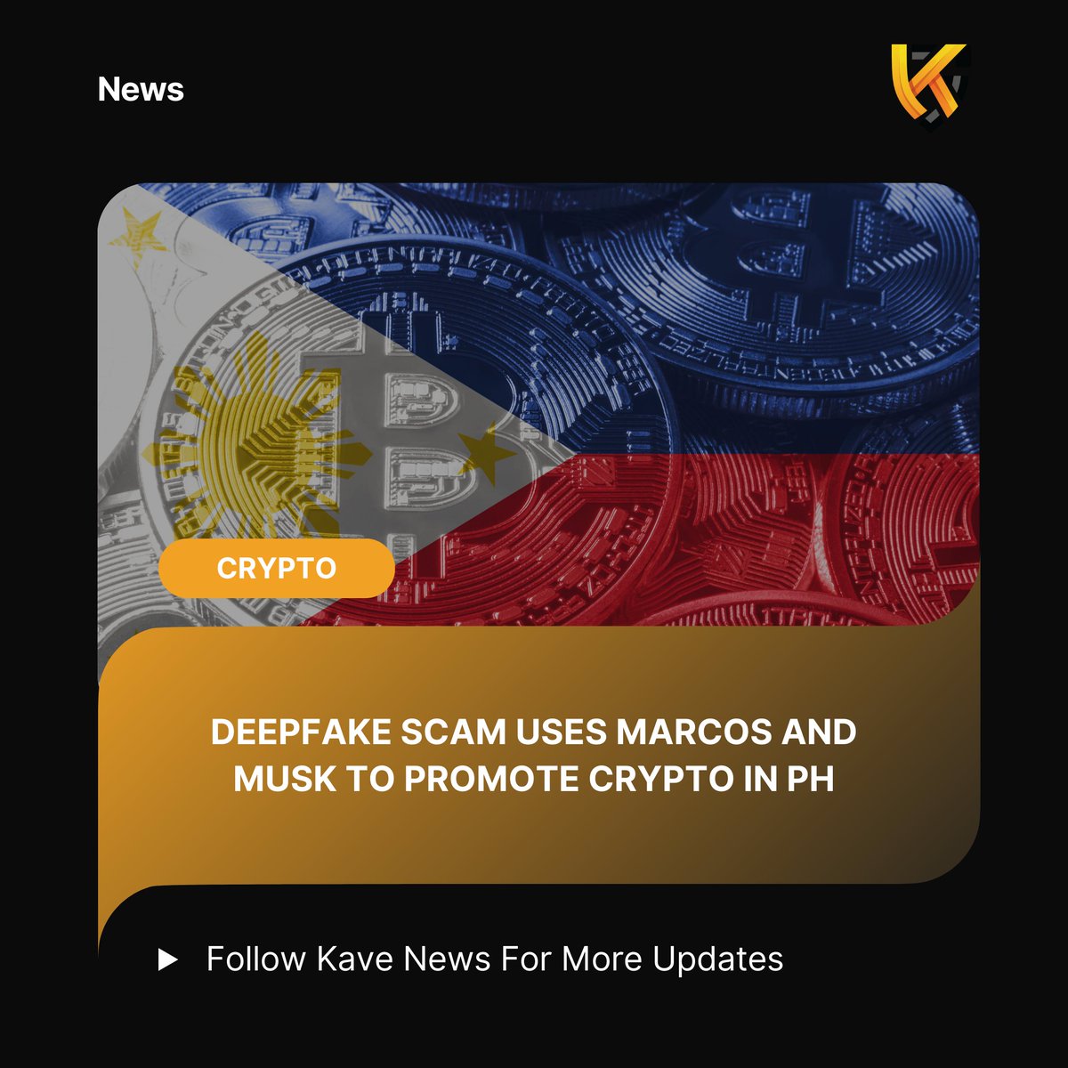 KaveNews's tweet photo. A viral deepfake video featuring President Marcos and Elon Musk is being used to promote a crypto scam targeting Filipinos. Authorities warn the public to stay vigilant against AI-generated misinformation. https://t.co/Qe33Qf2JFs