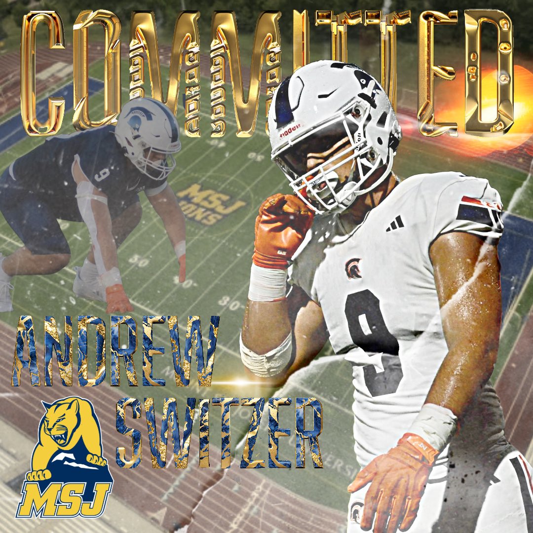 Andrew Switzer (@andrewswitzer13) on Twitter photo #AGTG I want to thank God for leading me on this path. Iโm proud to say I will be attending MSJ University and have the opportunity to play football.
<a href="/CoachLittle7/">Lane Little</a>
<a href="/JT_FTF/">Coach JT๐</a>
<a href="/CoachHopperton/">Coach Hopperton</a> #AGTG I want to thank God for leading me on this path. Iโm proud to say I will be attending MSJ University and have the opportunity to play football.
<a href="/CoachLittle7/">Lane Little</a>
<a href="/JT_FTF/">Coach JT๐</a>
<a href="/CoachHopperton/">Coach Hopperton</a>