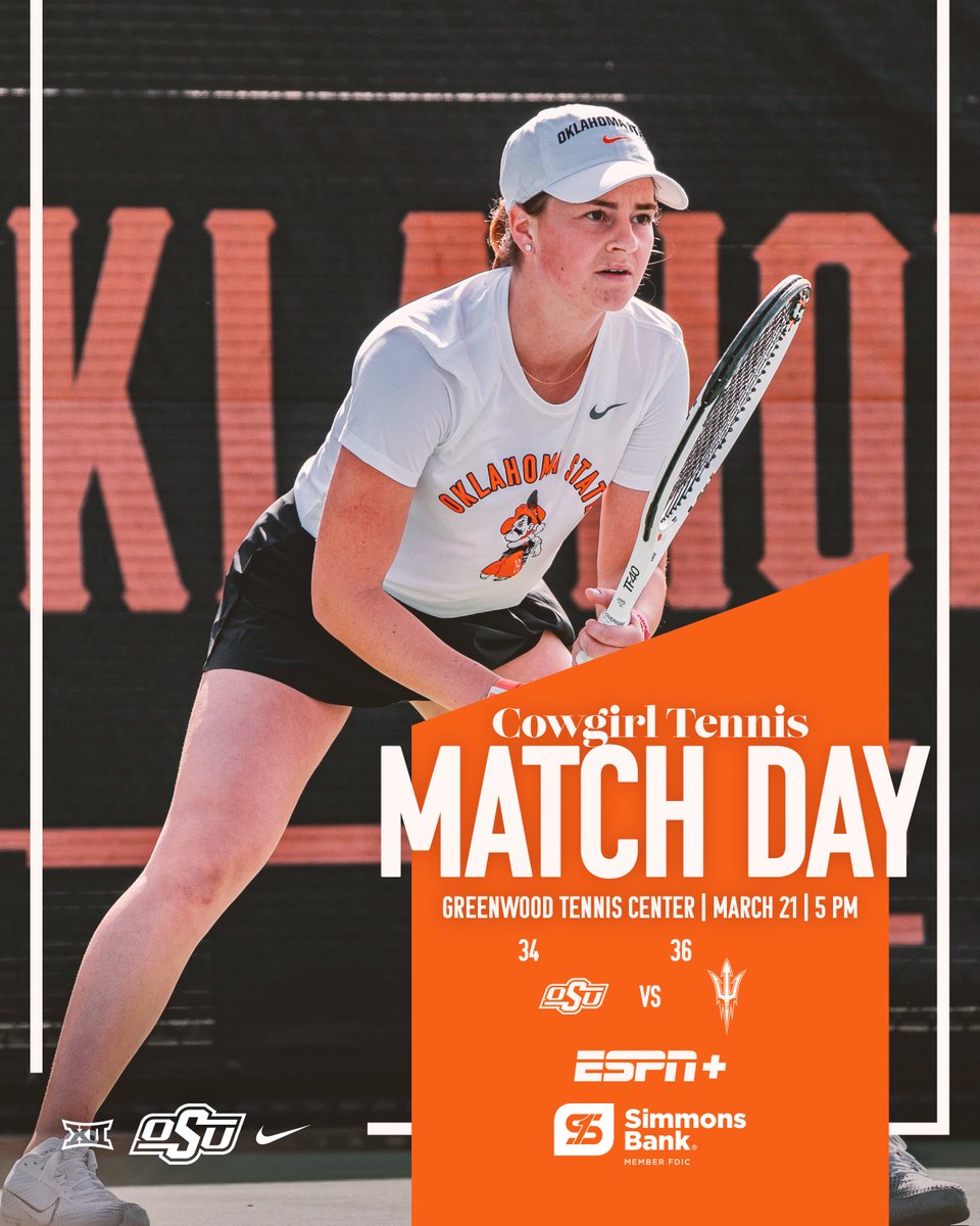Back on our courts 🙌

🆚 No. 36 Arizona State
⏰ 5 p.m.
📍 Greenwood Tennis Center
🎟️ FREE
🍕 FREE
📺 ESPN+
📊 okstate.statbroadcast.com

#GoPokes | <a href="/simmons_bank/">Simmons Bank</a>