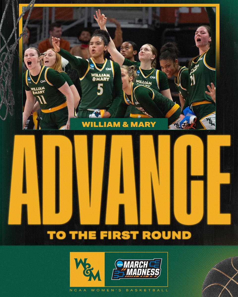 NCAA March Madness (@marchmadnesswbb) on Twitter photo THE TRIBE GETS IT DONE FOR THE FIRST TIME IN PROGRAM HISTORY!
William & Mary advances through the First Four and into the First Round with a win over High Point, 69-63.
#MarchMadness x <a href="/WMTribeWBB/">William & Mary Tribe Women's Basketball</a> THE TRIBE GETS IT DONE FOR THE FIRST TIME IN PROGRAM HISTORY!
William & Mary advances through the First Four and into the First Round with a win over High Point, 69-63.
#MarchMadness x <a href="/WMTribeWBB/">William & Mary Tribe Women's Basketball</a>