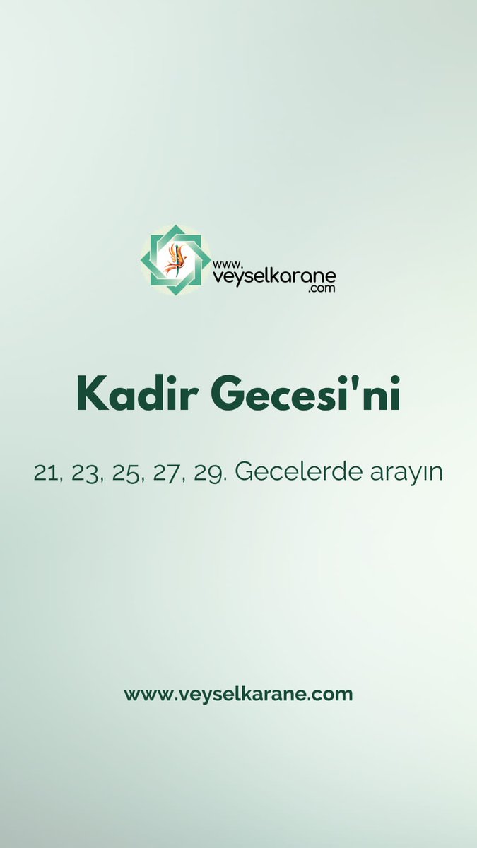 Kadir Gecesi'ni Ramazan'ın son on günündeki tek gecelerde arayın!" 

(Buhârî, Leyletü'l-kadr 3)

<a href="/veyselkarane/">veyselkarane</a>
Üveys Veysel Karane Zikri'ni Yaşamanız Gerekir!
Yaşa ve Gör!
veyselkarane.com

#islam #dua #zikir #veyselkarane #gününsözü #üveyslik #tevhit #hadis #ÜVEYSLİK