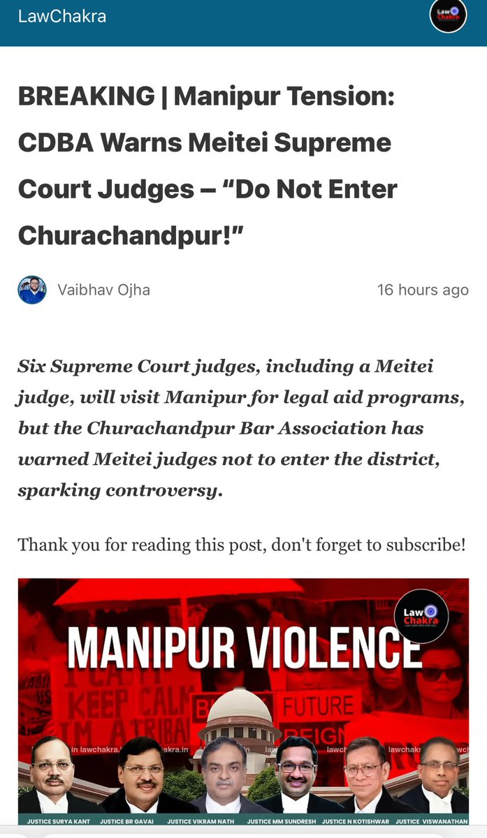 🚨𝗦𝗶𝗻𝗰𝗲 𝘄𝗵𝗲𝗻 𝗱𝗼𝗲𝘀 𝗮 𝗱𝗶𝘀𝘁𝗿𝗶𝗰𝘁 𝗯𝗮𝗿 𝗮𝘀𝘀𝗼𝗰𝗶𝗮𝘁𝗶𝗼𝗻 𝗵𝗮𝘃𝗲 𝘁𝗵𝗲 𝗮𝘂𝘁𝗵𝗼𝗿𝗶𝘁𝘆 𝘁𝗼 ‘𝘄𝗮𝗿𝗻’ 𝗦𝘂𝗽𝗿𝗲𝗺𝗲 𝗖𝗼𝘂𝗿𝘁 𝗷𝘂𝗱𝗴𝗲𝘀 𝗯𝗮𝘀𝗲𝗱 𝗼𝗻 𝘁𝗵𝗲𝗶𝗿 𝗰𝗼𝗺𝗺𝘂𝗻𝗶𝘁𝘆⁉️

The 𝗖𝗵𝘂𝗿𝗮𝗰𝗵𝗮𝗻𝗱𝗽𝘂𝗿 𝗗𝗶𝘀𝘁𝗿𝗶𝗰𝘁 𝗕𝗮𝗿