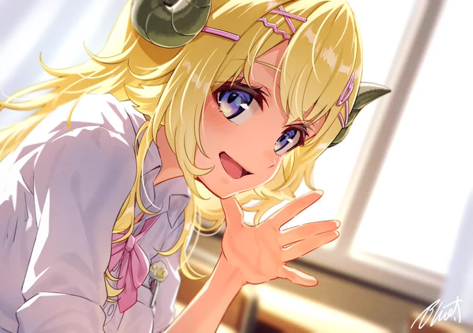 となりの席の角巻さん「教科書とノートとエンピツと消しゴムとお弁当貸して!」#角巻わため新衣装2025#つのまきあーと 