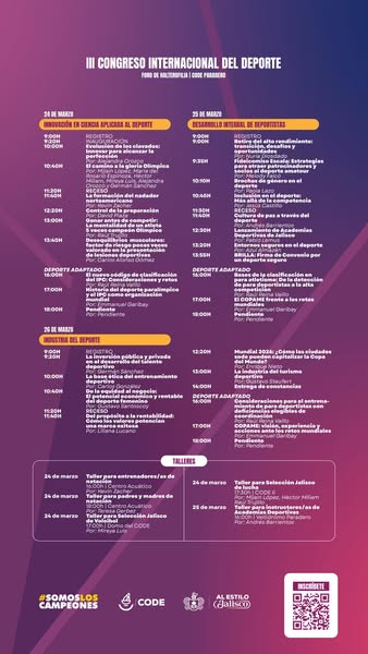 Todo confirmado para acompañarles los próximos 24 a 26 de marzo en Guadalajara en el III Congreso Internacional del Deporte - Jalisco 2025. Hasta pronto!! #SomosLosCampeones #AlEstiloJalisco,
<a href="/UniversidadMH/">UMH</a>, <a href="/mrdsUMH/">Máster Deporte Salud</a>