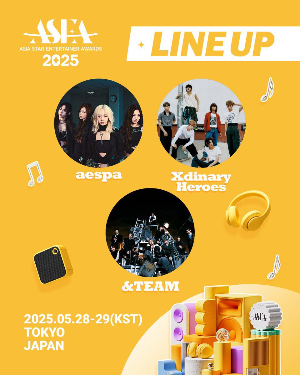 kpost_kpop's tweet photo. 日韓のアーティストが共演「ASEA 2025」がKアリーナ横浜で開催。第一次ラインナップ発表

📅5/28（水）5/29（木）

・ARTIST
&amp;TEAM
aespa
HANA
THE RAMPAGE
timelesz
Xdinary Heroes

・MC
JUYEON（THE BOYZ）、REI（IVE）

・OTHERS
SKY-HI https://t.co/Aa12oSyQkE