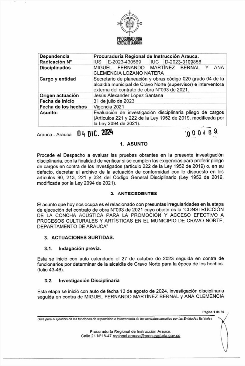 JAlexanderL_19's tweet photo. #CravoNorte|| Luego De haber colocado la respectiva queja formal, el pasado 31 de julio del (2023), de manera contundente contra los presuntos hechos de corrupción y por el notorio abandono de la obra nominada Concha Acústica, en Cravo Norte; el ente investigador nos da la razón. https://t.co/39tvSwtIla