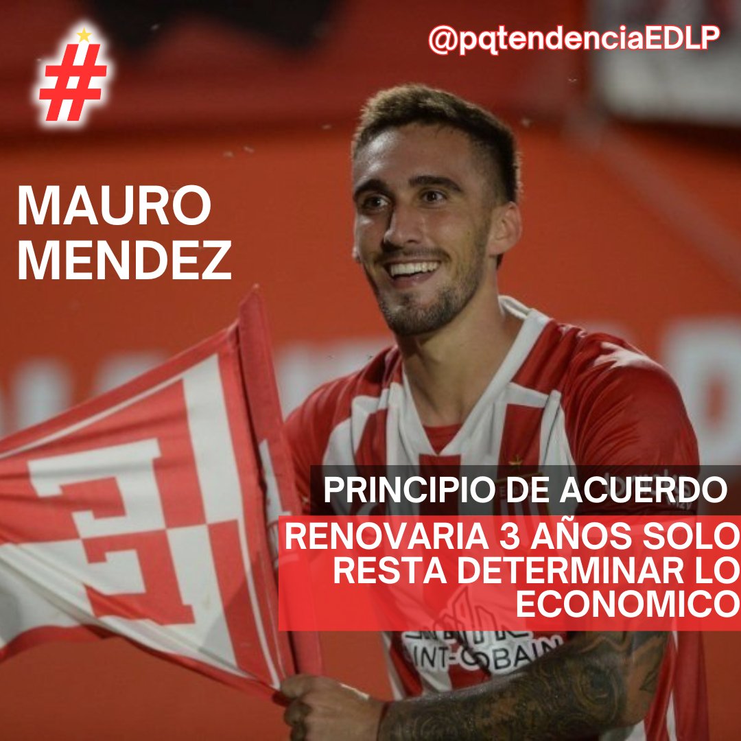"Mauro Méndez"

🐂⚽️ Porque el Toro Méndez y Estudiantes llegaron  aun principio de acuerdo para la renovación su contrato.

🫂 Hay buenas predisposición de ambas partes.

💰🔏 Renovaría por 3 años resta negociar lo económico.

#EDLP 🇦🇹🦁