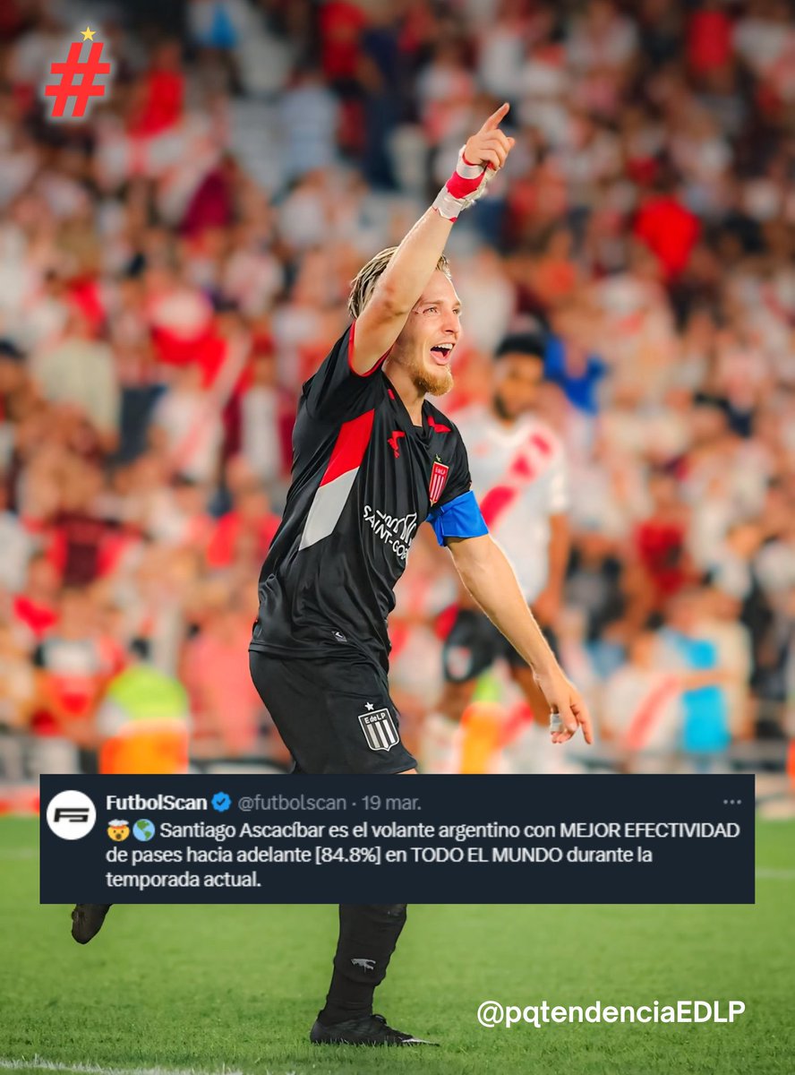 "Santiago Ascacibar"

EL RUSITO ASCACIBAR ES MUNDIAL 🇦🇷

🤯🌎 Santiago Ascacíbar es el volante argentino con MEJOR EFECTIVIDAD de pases hacia adelante [84.8%] en TODO EL MUNDO durante la temporada actual

Vía <a href="/futbolscan/">FutbolScan</a> 

Scaloni le dicen Ruso... PERO ES ARGENTINO! 

#EDLP 🦁🇦🇹
