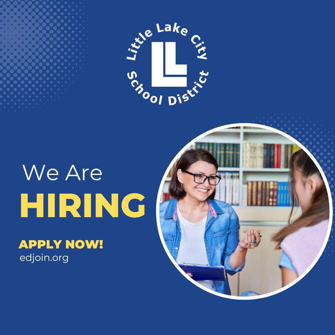 LittleLakeCSD's tweet photo. Passionate about education and want to make a positive impact? Join our friendly and growing team! Explore amazing career opportunities and be part of our supportive community.

Find great opportunities here: https://t.co/ck2TLS62dC

#LittleLakeCSD https://t.co/EtvxFI0b6L