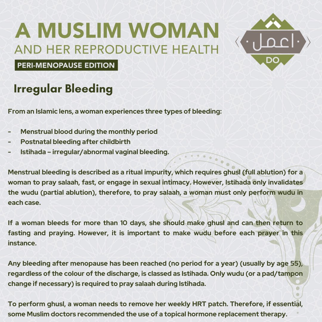 dolearningZA's tweet image. 21. Irregular bleeding

#DoLearning #RamadanSeries #MuslimWoman #perimenopause #Islam